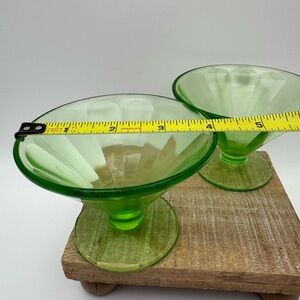 Vintage Uranium Green Glower Glass Dessert Bowls Set of 4